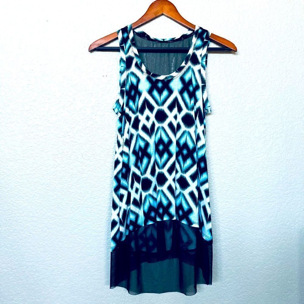 Jennifer Lopez Mesh Shoulder Dressy Long Tank XS